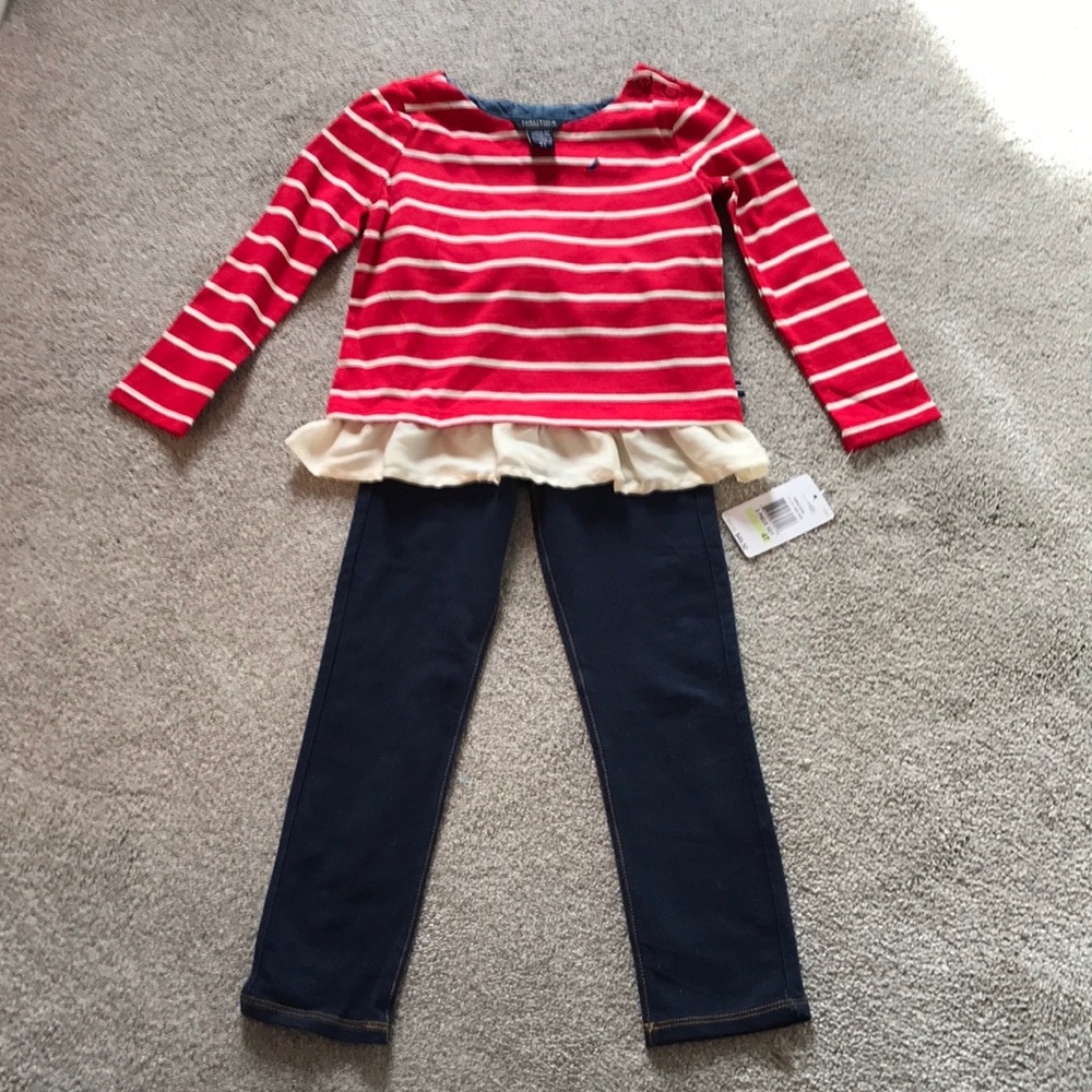 NWT little girl 2 piece Nautical set size 4T